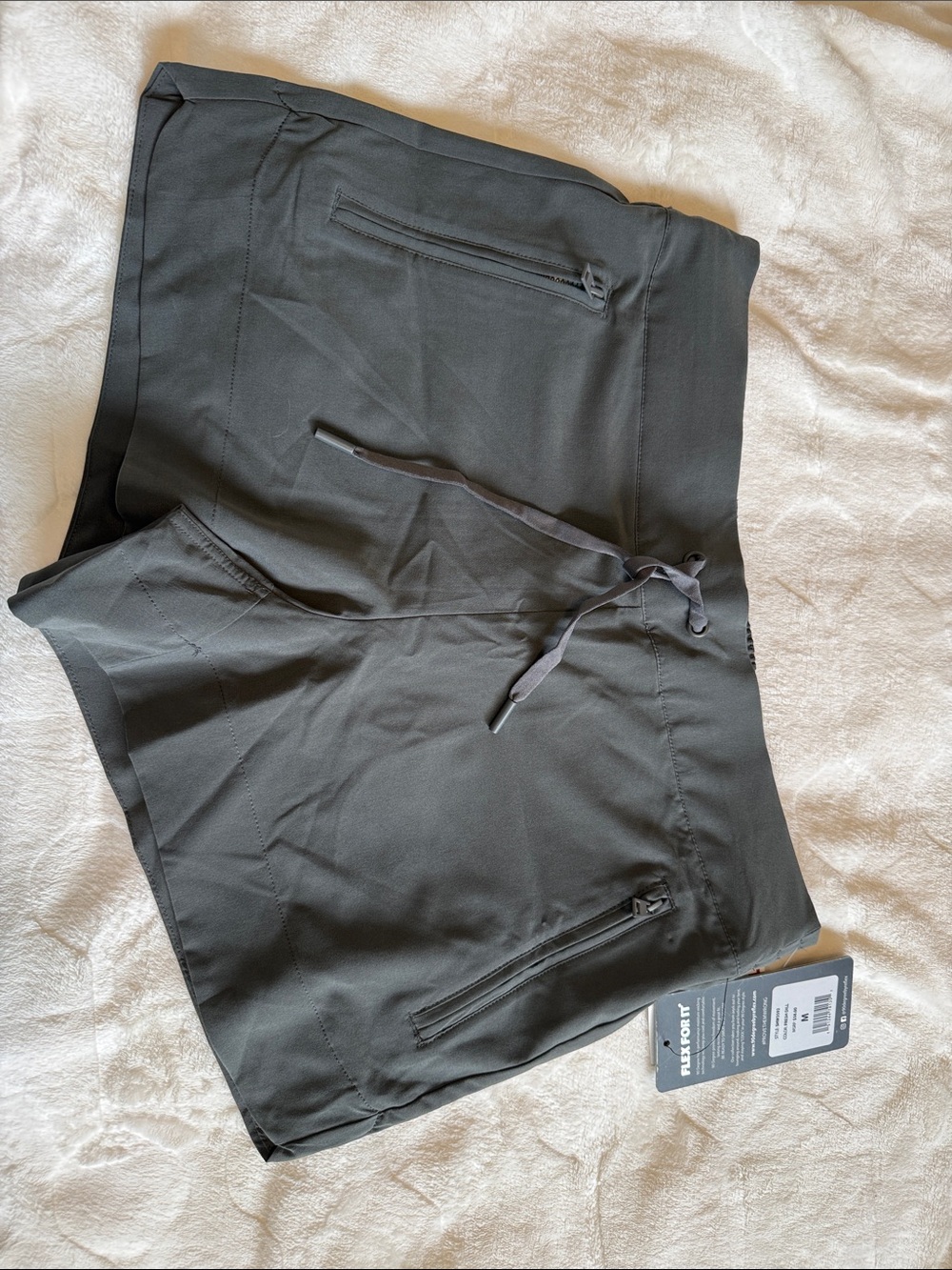 90 Degree By Reflex womens Athletic elastic back Drawstring Shorts - grey